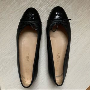 Chanel ballerina flats black - barely worn 38.5